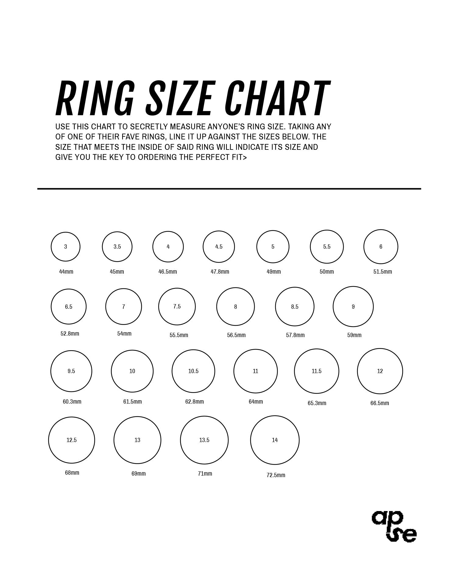 RING SIZE CHART